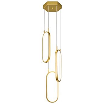 3-Rings Oval LED Chandelier, Modern Pendant Light for Kitchen Island Dining Room