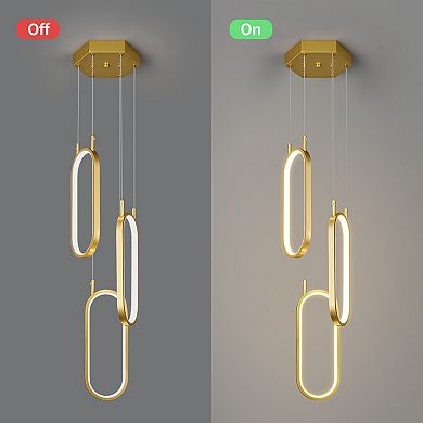 3-Rings Oval LED Chandelier, Modern Pendant Light for Kitchen Island Dining Room