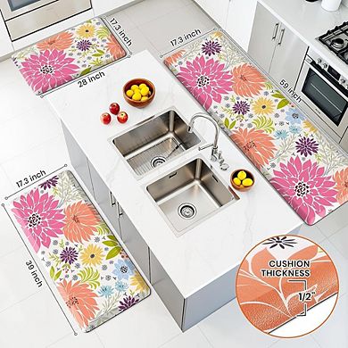 Cushioned Anti Fatigue Kitchen Mat Waterproof Non Slip Floor Rug Multi Pink