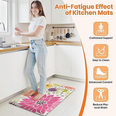 Cushioned Anti Fatigue Kitchen Mat Waterproof Non Slip Floor Rug Multi Pink