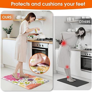 Cushioned Anti Fatigue Kitchen Mat Waterproof Non Slip Floor Rug Multi Pink