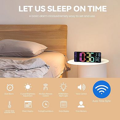 13" Digital Wall Clock with Night Light