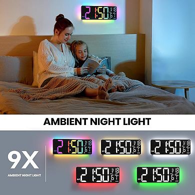 13" Digital Wall Clock with Night Light