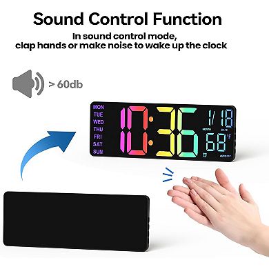 13" Digital Wall Clock with Night Light