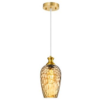 1-Pack Modern Hammered Glass Pendant Light, Hanging Fixture for Kitchen Island (5.9in)
