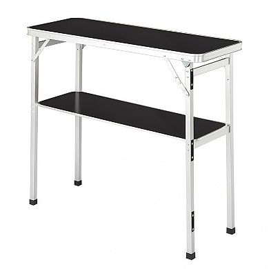 Portable Folding Bar Table with Shelf and Carrying Bag