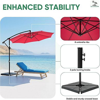 YIORTWO 9.7 FT Offset Patio Umbrella Cantilever Outdoor Sun Shade with Tilt