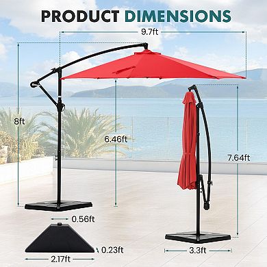 YIORTWO 9.7 FT Offset Patio Umbrella Cantilever Outdoor Sun Shade with Tilt
