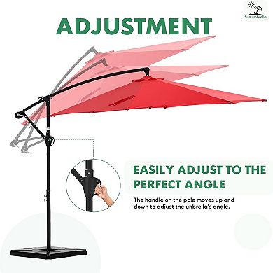 YIORTWO 9.7 FT Offset Patio Umbrella Cantilever Outdoor Sun Shade with Tilt