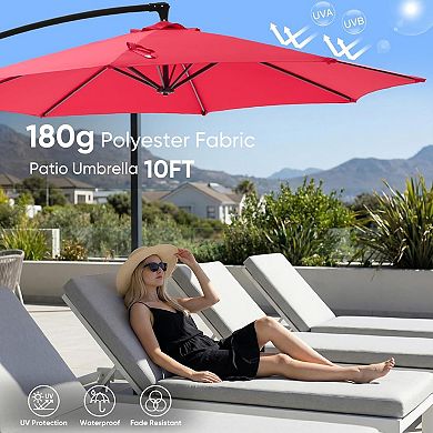 YIORTWO 9.7 FT Offset Patio Umbrella Cantilever Outdoor Sun Shade with Tilt