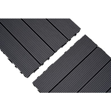 Loheer 9PCS H Style WPC Interlocking Deck Tiles,Waterproof DIY Patio Floor Tiles
