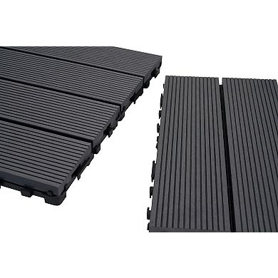 Loheer 9PCS H Style WPC Interlocking Deck Tiles,Waterproof DIY Patio Floor Tiles