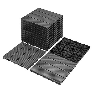 Loheer 9PCS H Style WPC Interlocking Deck Tiles,Waterproof DIY Patio Floor Tiles