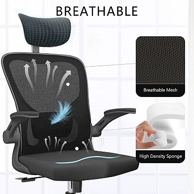 Loheer High Back Ergonomic Mesh Office Chair with Adjustable Headrest, Lumbar Support