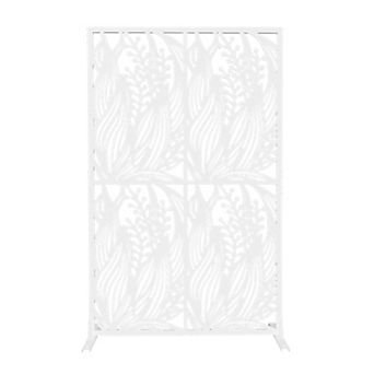 Metal Privacy Screen Freestanding Outdoor Indoor Divider Decorative Leaf Panel