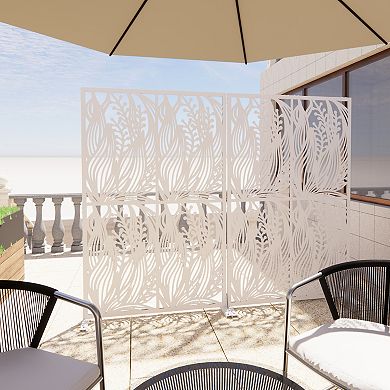 Metal Privacy Screen Freestanding Outdoor Indoor Divider Decorative Leaf Panel
