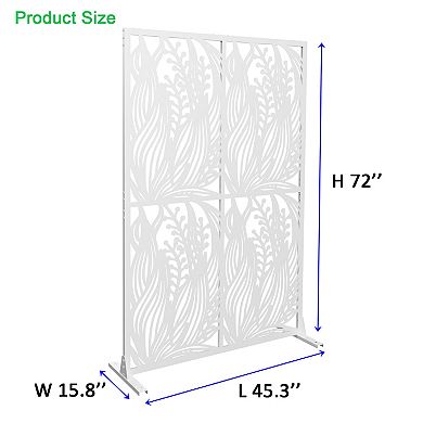 Metal Privacy Screen Freestanding Outdoor Indoor Divider Decorative Leaf Panel