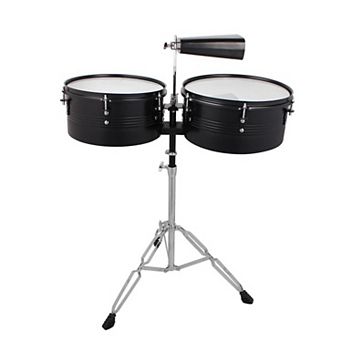Percussion Timbales Drum Set with Stand and Cowbell