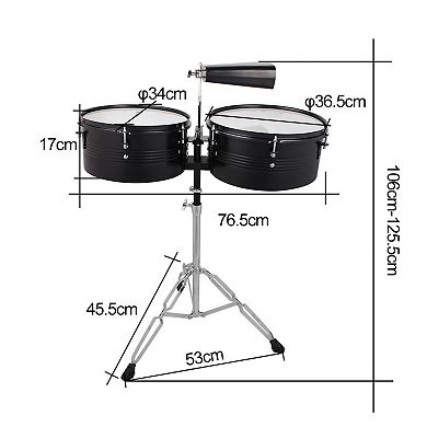 Percussion Timbales Drum Set with Stand and Cowbell