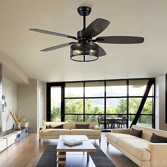 Caged Ceiling Fan with Light Farmhouse Vintage Flush Mount Fandelier Remote DC Motor