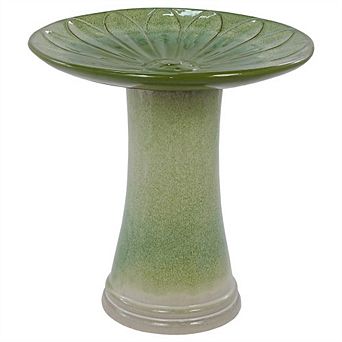 Loheer Ceramic Bird Bath Decorative Gradient Glaze Pedestal for Garden and Outdoor Oasis