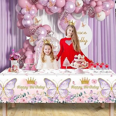 Butterfly Birthday Tablecloths, disposable plastic table covers, 3 pack