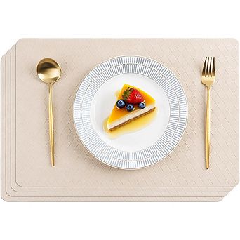 Set of 4 Geometric Vinyl Placemats, Washable, Indoor Outdoor Table Mats