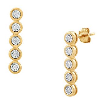 Diamond Essentials 14k Gold Flash Plated Over Sterling Silver 1/10 Carat T.W. Lab Grown Diamond Bezel Drop Earrings