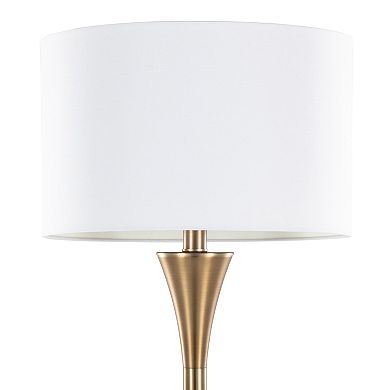 Loheer Contemporary Metal Floor Lamp with Linen Shade