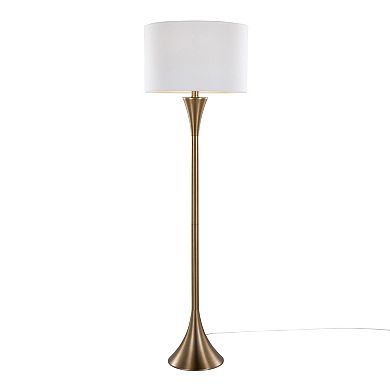 Loheer Contemporary Metal Floor Lamp with Linen Shade