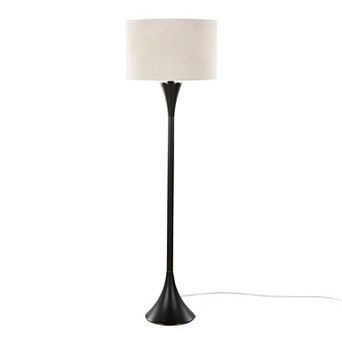 Loheer Contemporary Metal Floor Lamp with Linen Shade
