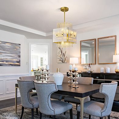 Modern Square Crystal Pendant Light E26 Base for Kitchen Island Dining Room