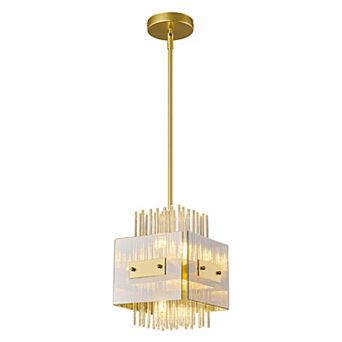 Modern Square Crystal Pendant Light E26 Base for Kitchen Island Dining Room