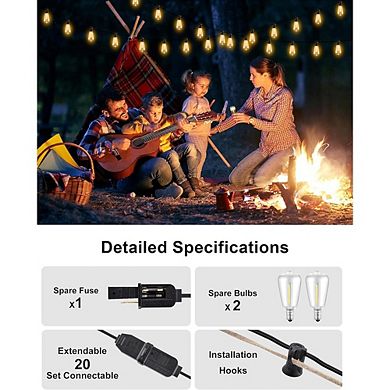 Outdoor LED String Lights, Waterproof Shatterproof G40 Globe Patio Lights