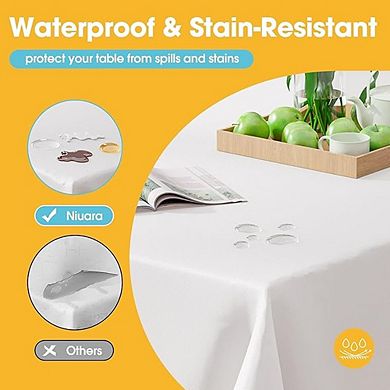 Fitted Black Spandex Tablecloth 2-Pack Washable Rectangular Cover