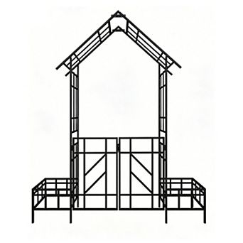 80" Metal Garden Arbor with Gate, Planter Boxes, Outdoor Wedding Arch Trellis for Climbing Plants