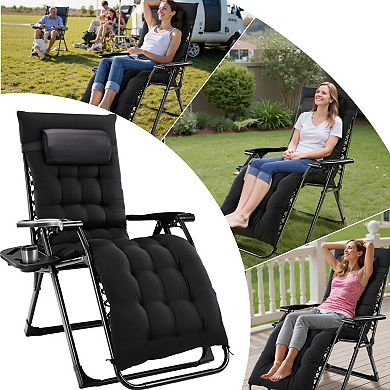 YIORTWO Zero Gravity Recliner Chair Folding Patio Lounge with Cushion Cup Holder