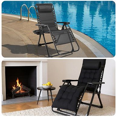 YIORTWO Zero Gravity Recliner Chair Folding Patio Lounge with Cushion Cup Holder
