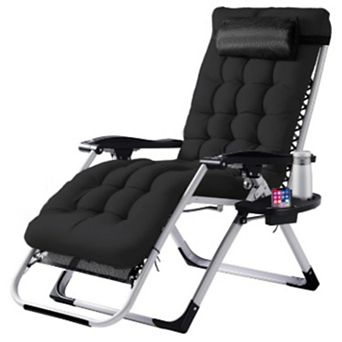 YIORTWO Zero Gravity Recliner Chair Folding Patio Lounge with Cushion Cup Holder