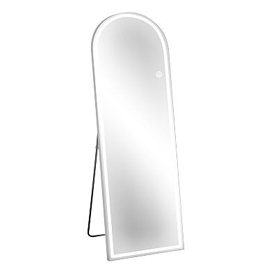 Arched 20 in. W x 63 in. H LED with 3-Color Dimmable Light Frameless Full Length Floor Mirror