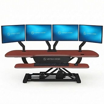 VersaDesk PowerPro 48"W Electric Adjustable Standing Desk Converter, Black-Cherry