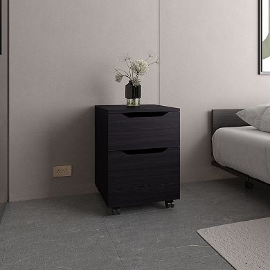 Ethan Open Shelves Nightstand With One Door, Modern Bedside Table For Bedroom Storage