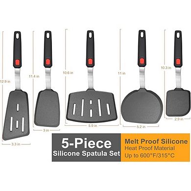 5-Piece Silicone Spatula Set, Heat-Resistant, Nonstick Cooking Utensils