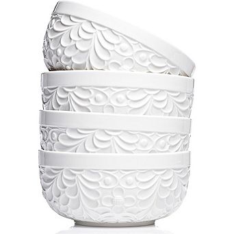 4 pc Ceramic Soup & Ramen Bowls Set, 32oz, Microwave & Dishwasher Safe, Nature-Inspired Design