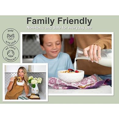 4-Piece Ceramic Soup & Ramen Bowls Set, 32oz, Microwave & Dishwasher Safe, Nature-Inspired Design