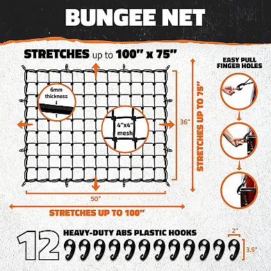 Mockins 36" x 20" Bungee Cargo Net (Stretches to 100" x 75")
