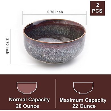 Ceramic Serving Bowls Set, 22oz, 2-Pack, Salad & Soup Bowls for Kitchen