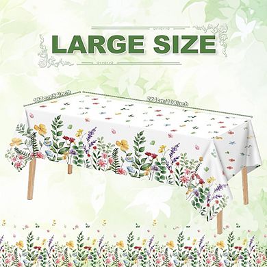 Spring Floral Tablecloths, disposable plastic party covers, waterproof 3 pack