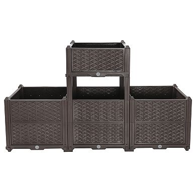 Loheer 63 Inch Rectangular Plastic Planter Box, Garden Bed for Vegetables, Herbs, Flowers, Succulent