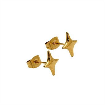 Stainless Steel Star Stud Earrings - 18K Gold Plated Minimalist Style Geometric Earrings